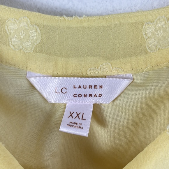 LC Lauren Conrad Yellow Textured Balloon Sleeve Square Neck Blouse Top Plus XXL - Picture 6 of 9